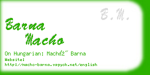 barna macho business card